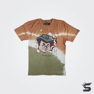 BLACK KEYS Graphic SS Tee 'Pig' Embroidered [Earth] Men's Tie-Dye T-Shirt Size M